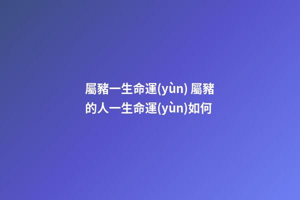 屬豬一生命運(yùn) 屬豬的人一生命運(yùn)如何-第1張-觀點(diǎn)-玄機(jī)派